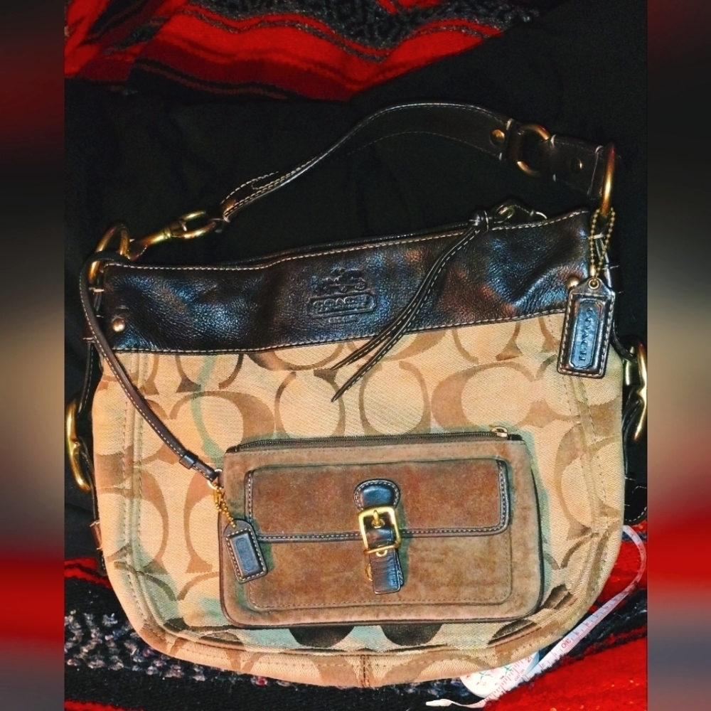 Coach Zoe bag suede Wristlet bundle
